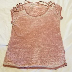 Heather pink cold shoulder tee XL